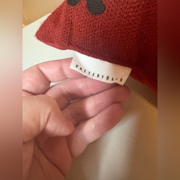 Pottery Barn Red Needlework Penguin Throw Pillow | 14” x 14” | Holiday Decor - Picture 3 of 5